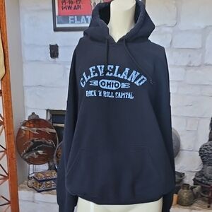 Gildan Heavy Weight 50/50 Hoodie Sweatshirt Cleveland OH Rock & Roll Capital XL
